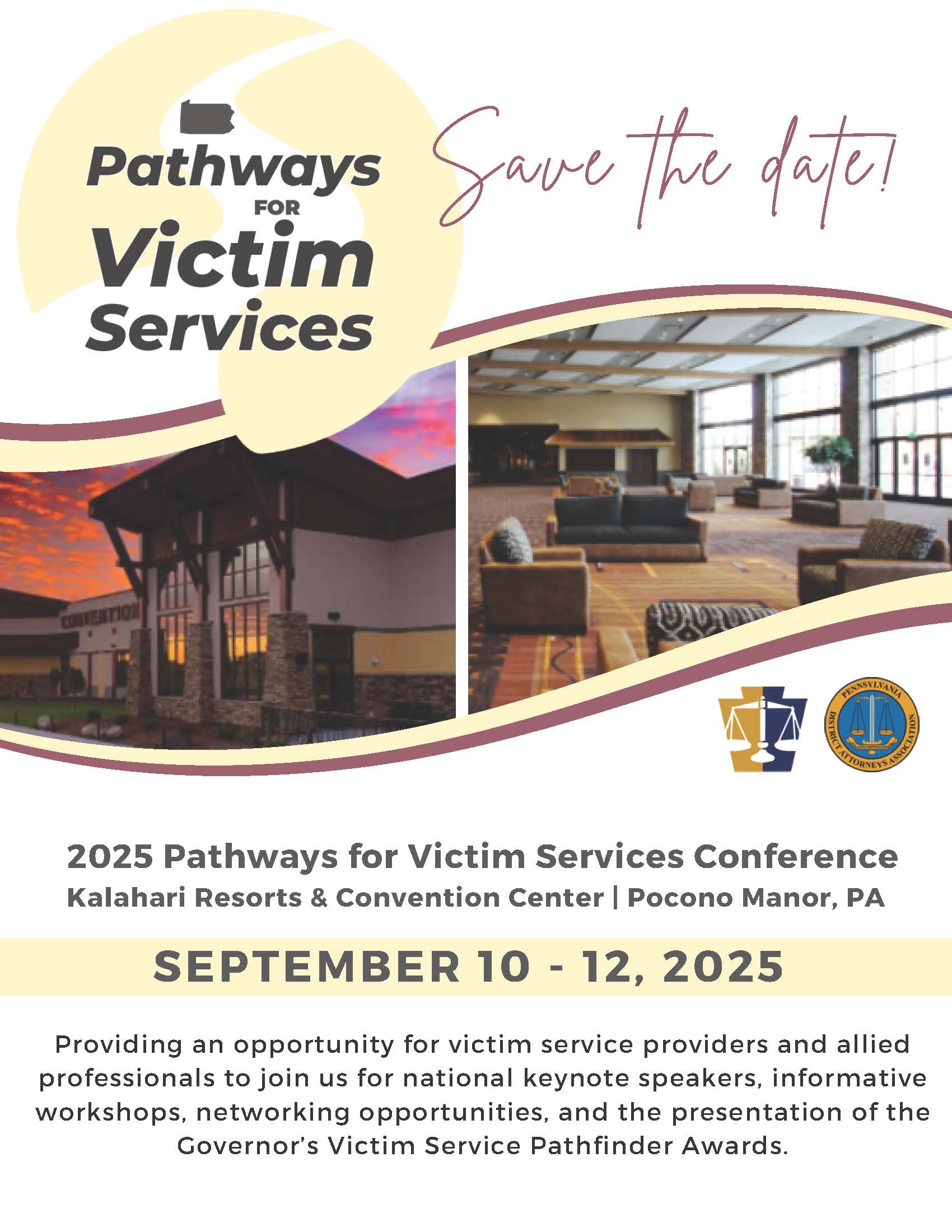 2025 Pathways for Victim Services Save the date Flyer